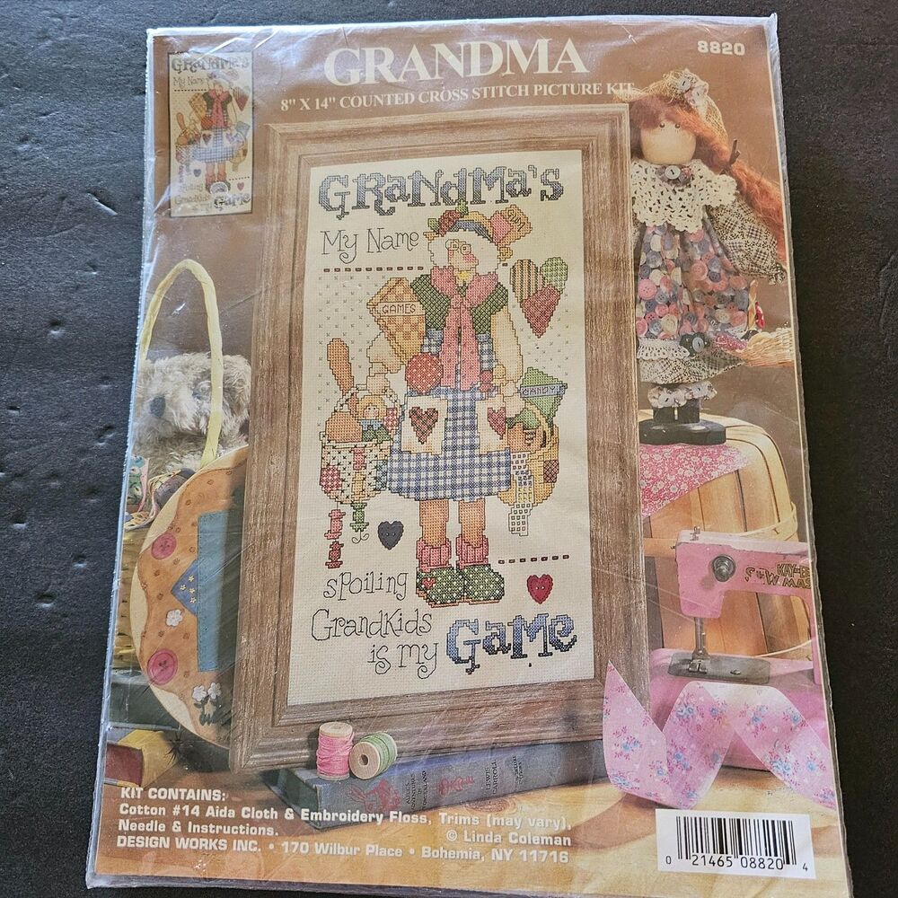 NIP Grandma's My Name Spoiling My Game 8820 Design Works Cross Stitch Kit
